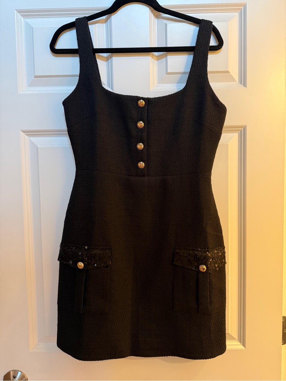 NWOT Vici Black Sleeveless Mini Dress with Decorative Buttons Size Medium